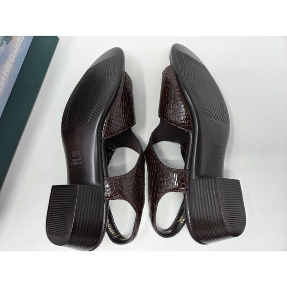 SAS SAN ANTONIO SHOES TRIPAD SUNTIMER BROWN CROC PATENT SANDALS WOMENS 12 M NEW - Picture 9 of 9